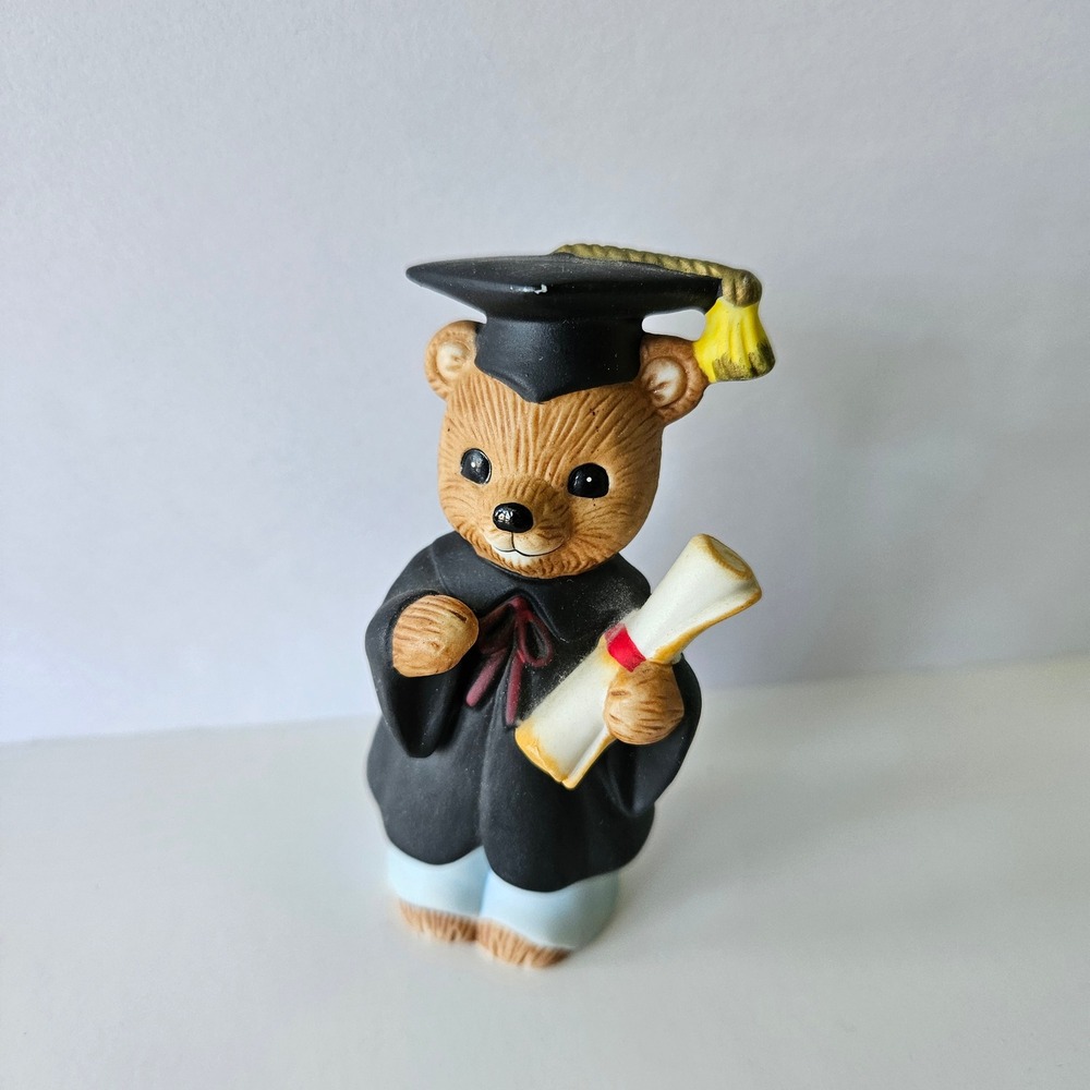 Vtg HOMCO Graduate Bear Porcelain Black Robe Figure